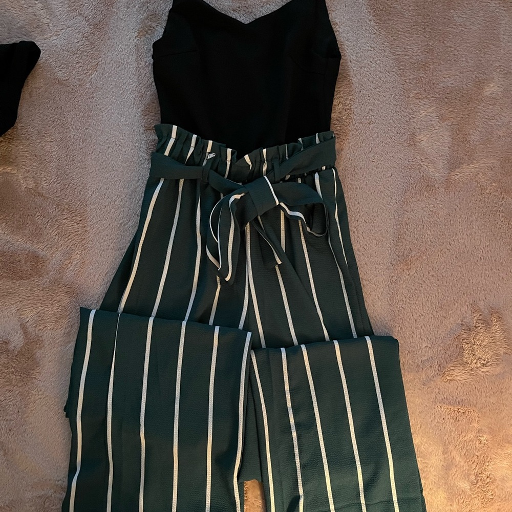 Francesca, xxs, green and black romper.